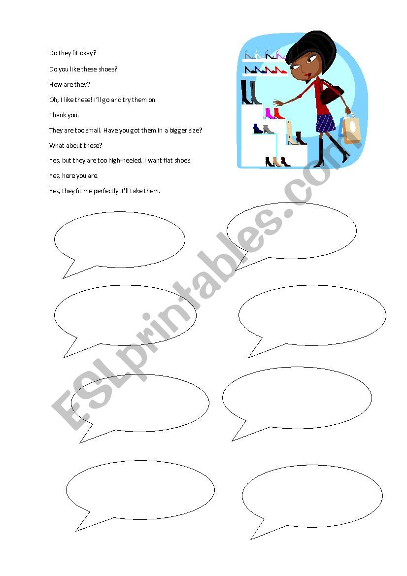 Shopping conversation worksheet