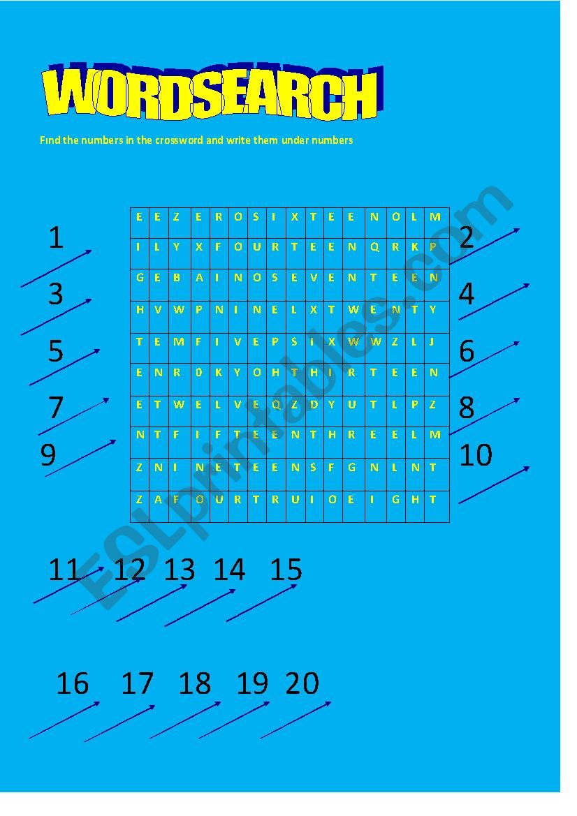 numbers worksheet