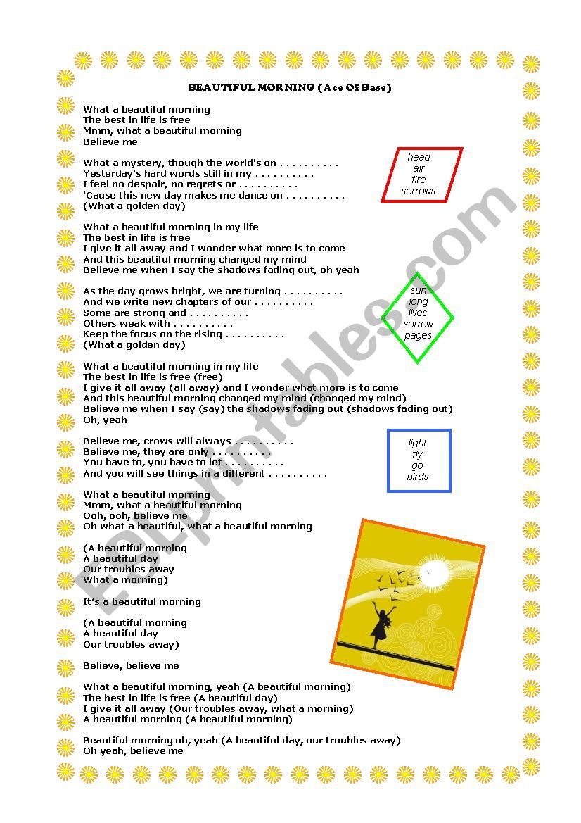 Song: Â´BEAUTIFUL MORNINGÂ´ by Ace of Base