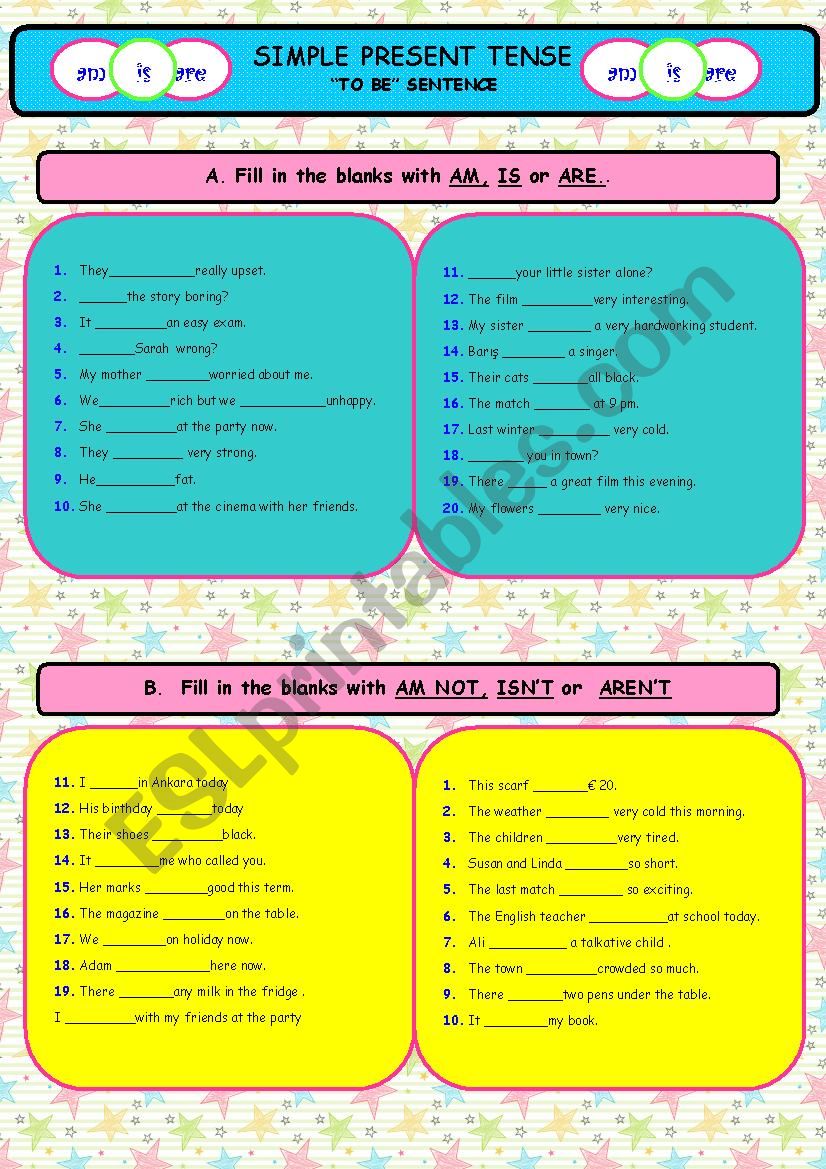  PRESENT SIMPLE TENSE 1 (TO BE SENTENCE)