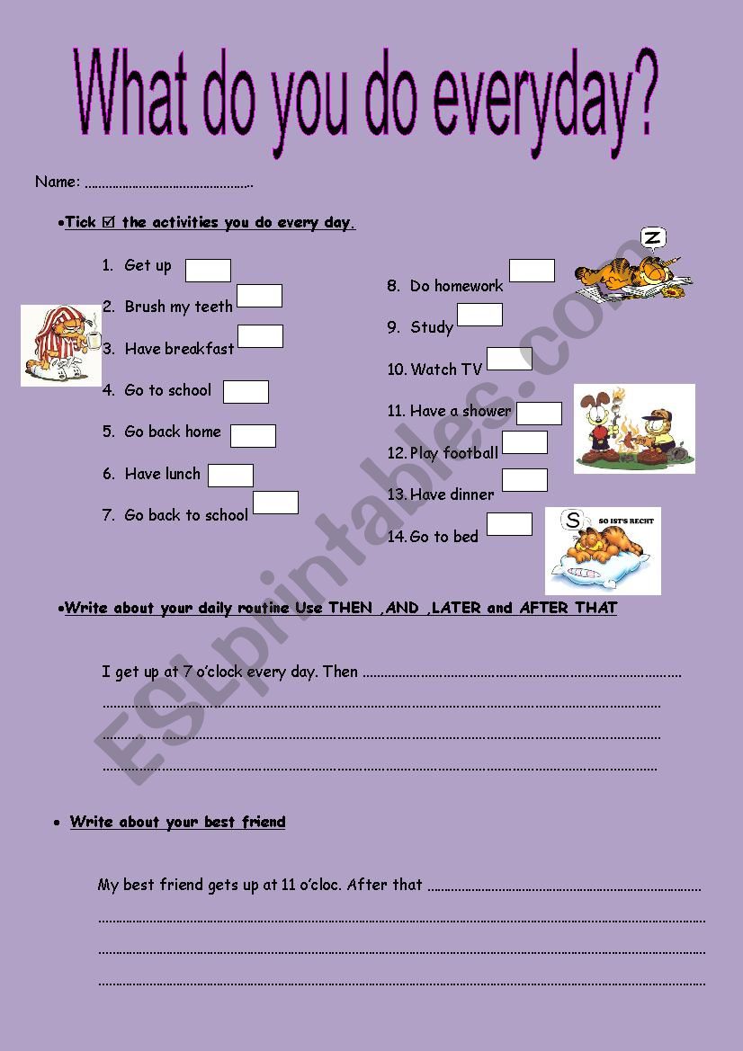 What do you do everyday? worksheet