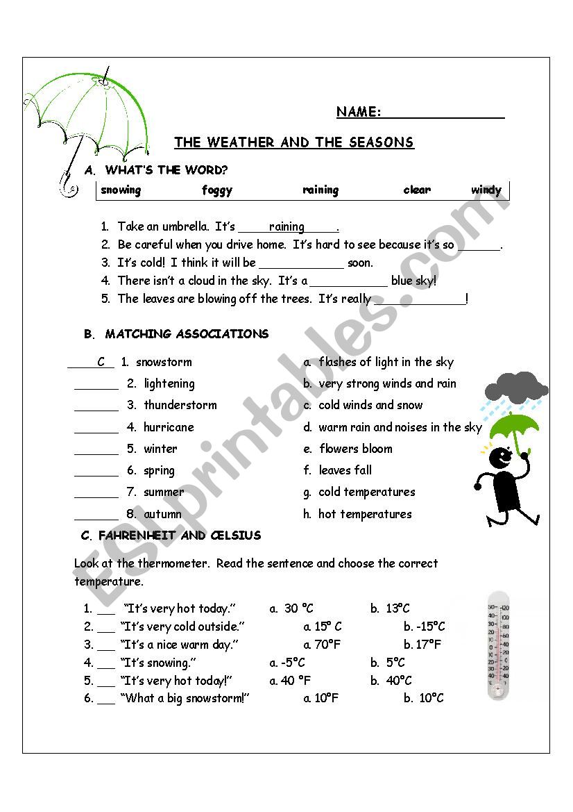 The Weather and the Seasons worksheet