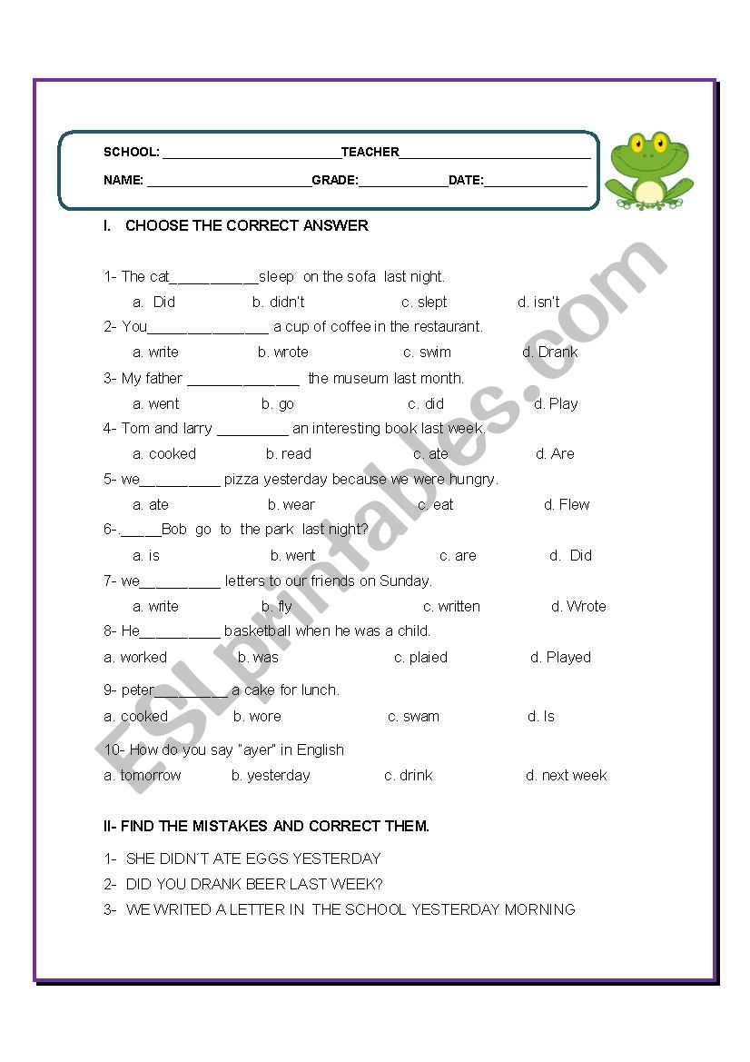 PAST SIMPLE worksheet