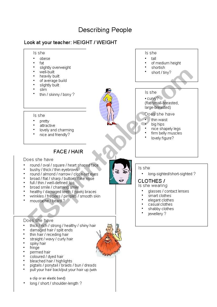 describing people worksheet