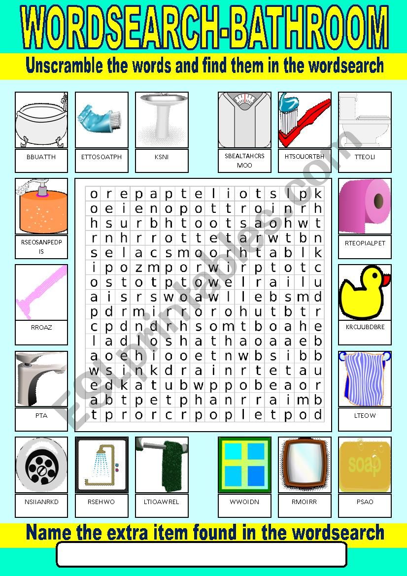 Bathroom Wordsearch worksheet