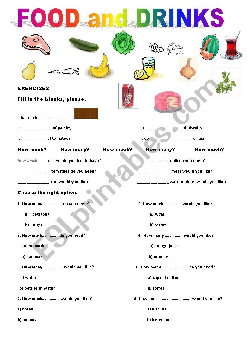 Food And Drink worksheet