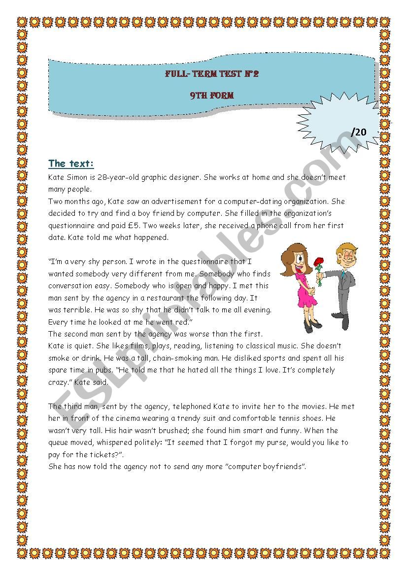 9th full term test NÂ°2 worksheet