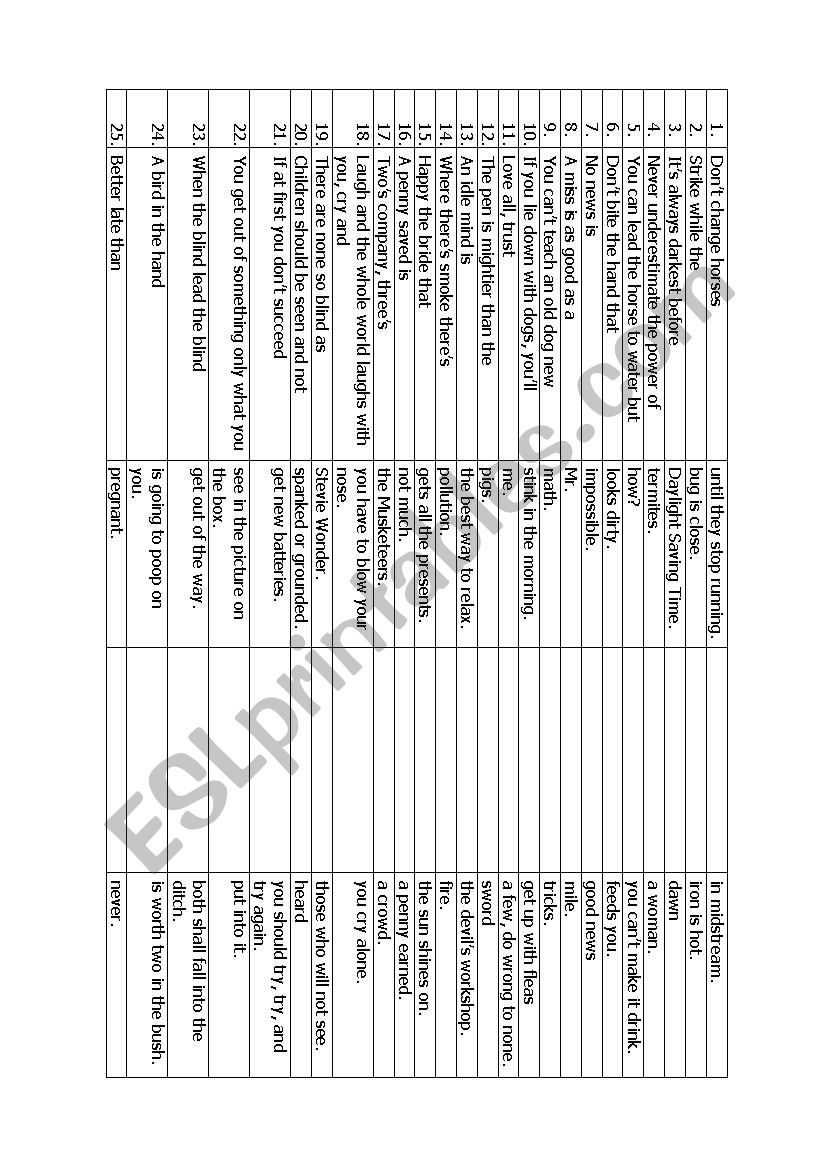 Proverbs worksheet