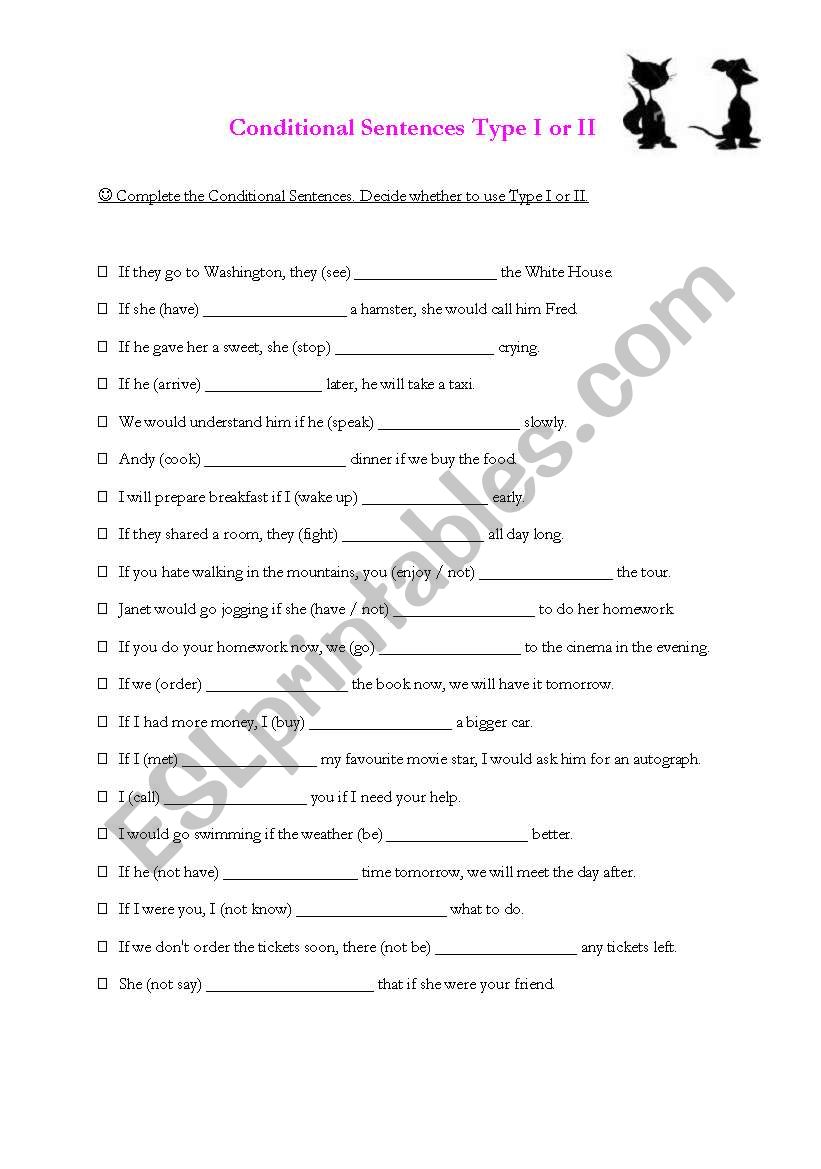 Conditional Sentences Type I and II