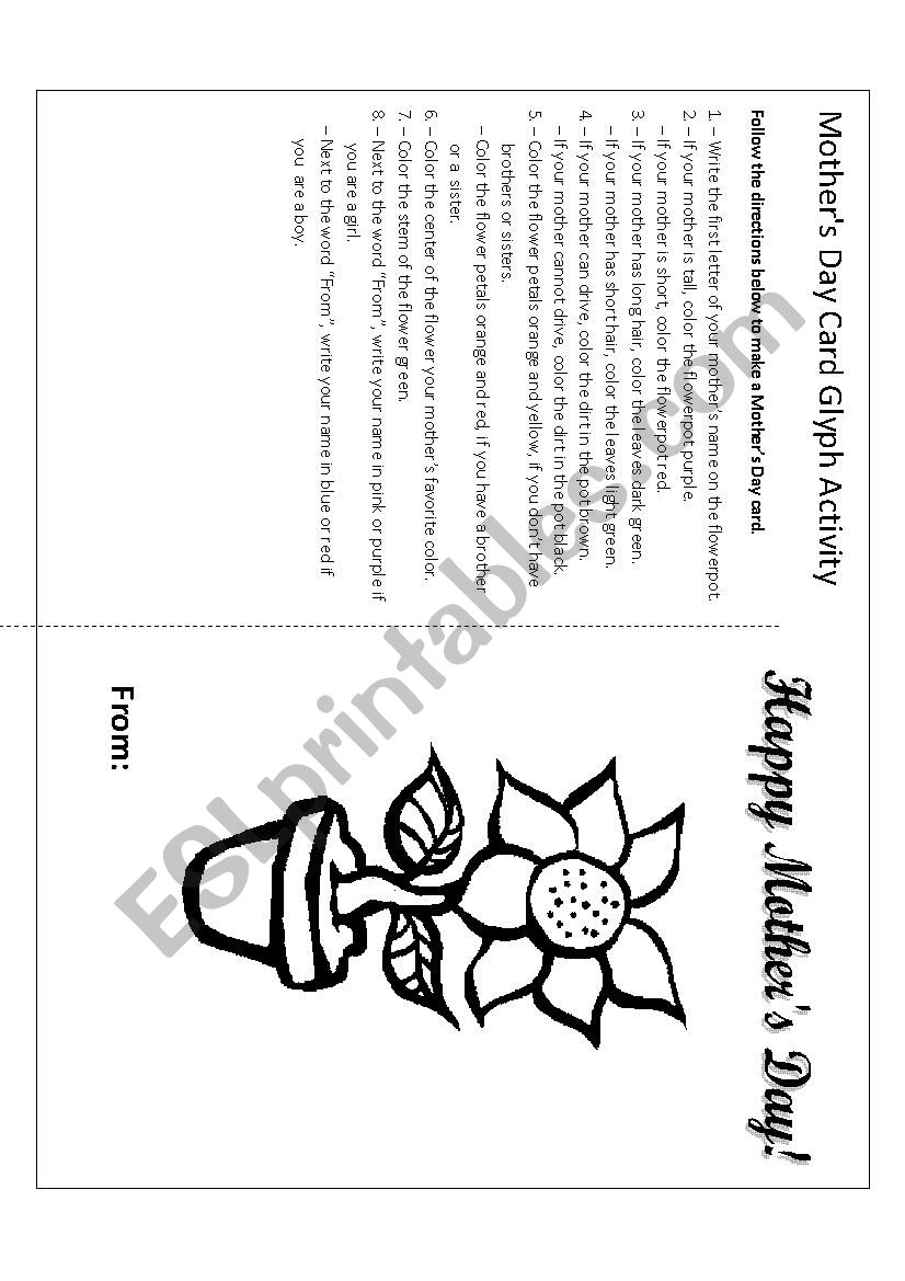 Happy Mothers Day Glyph worksheet