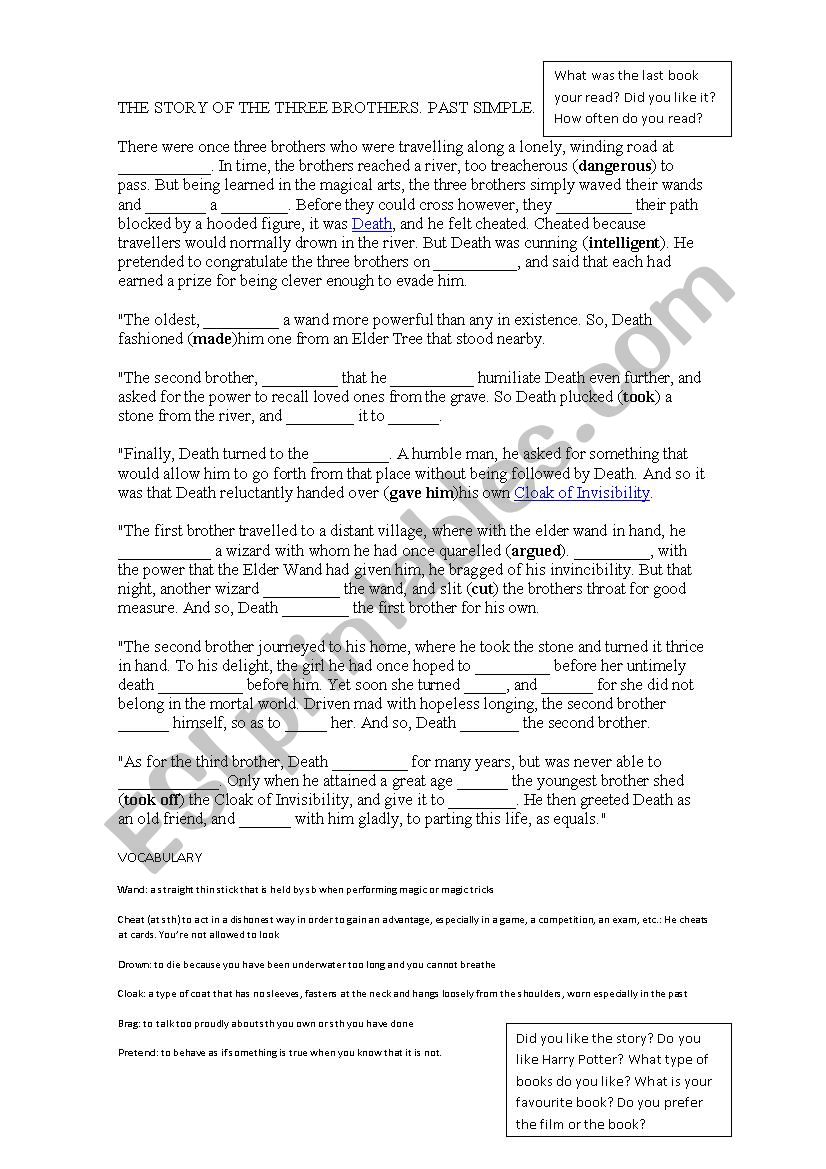 Harry Potter Past simple worksheet