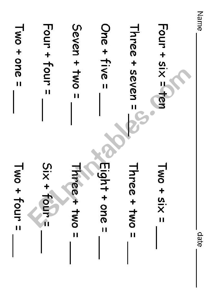 The addition worksheet