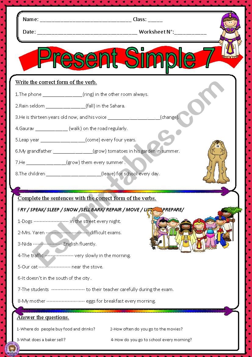 Present Simple 7 worksheet