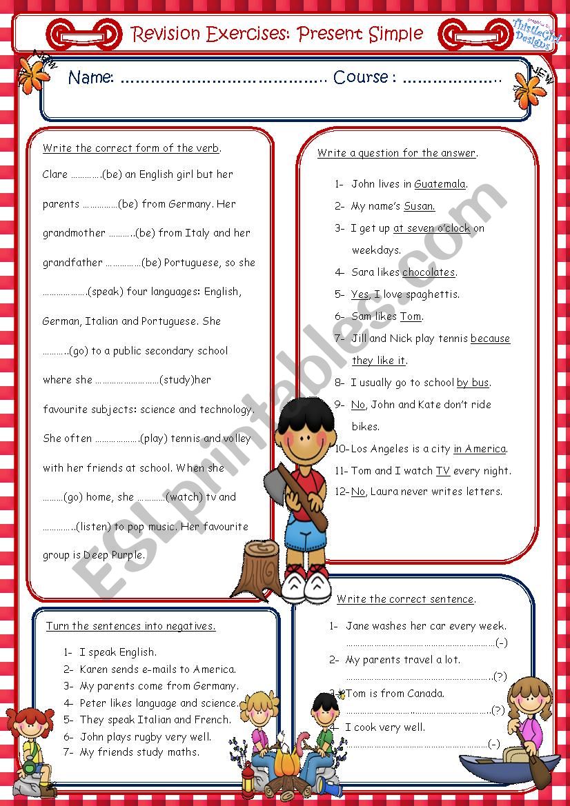 Present Simple 8 worksheet