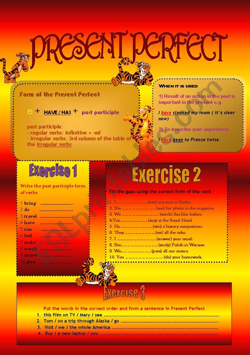 Present Perfect worksheet