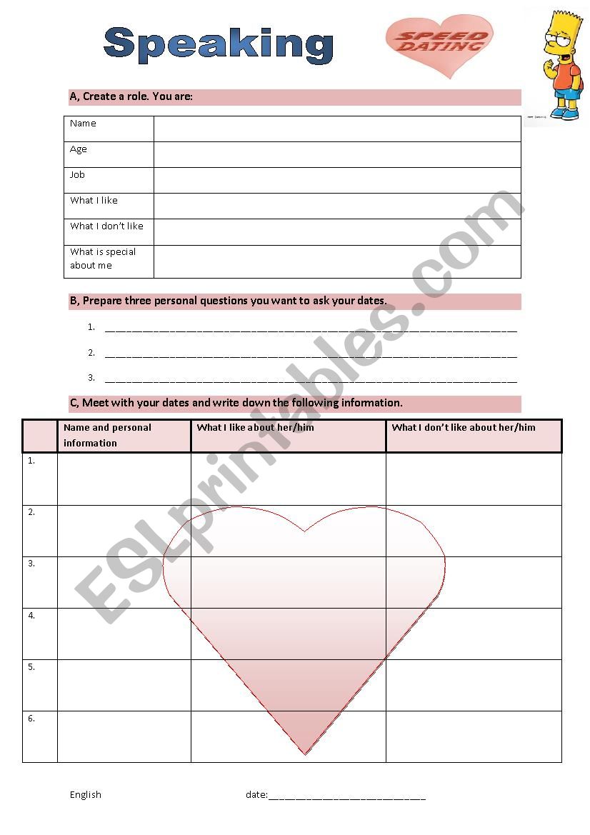 Speaking Activity - Speed Dating 