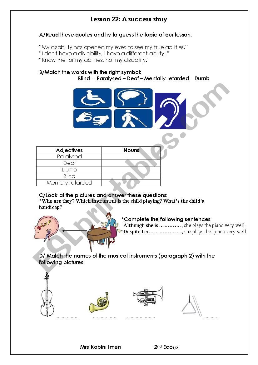 Lesson 22: A success story worksheet