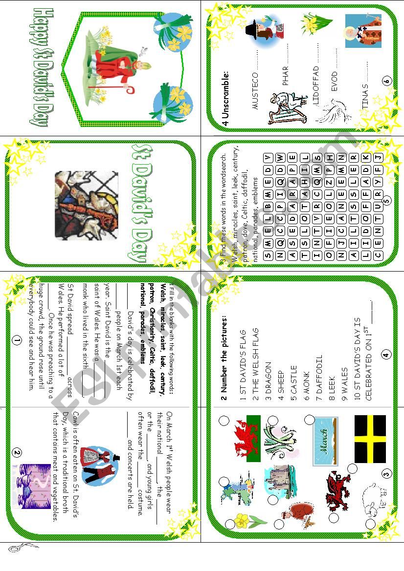 St Davids Day Minibook worksheet
