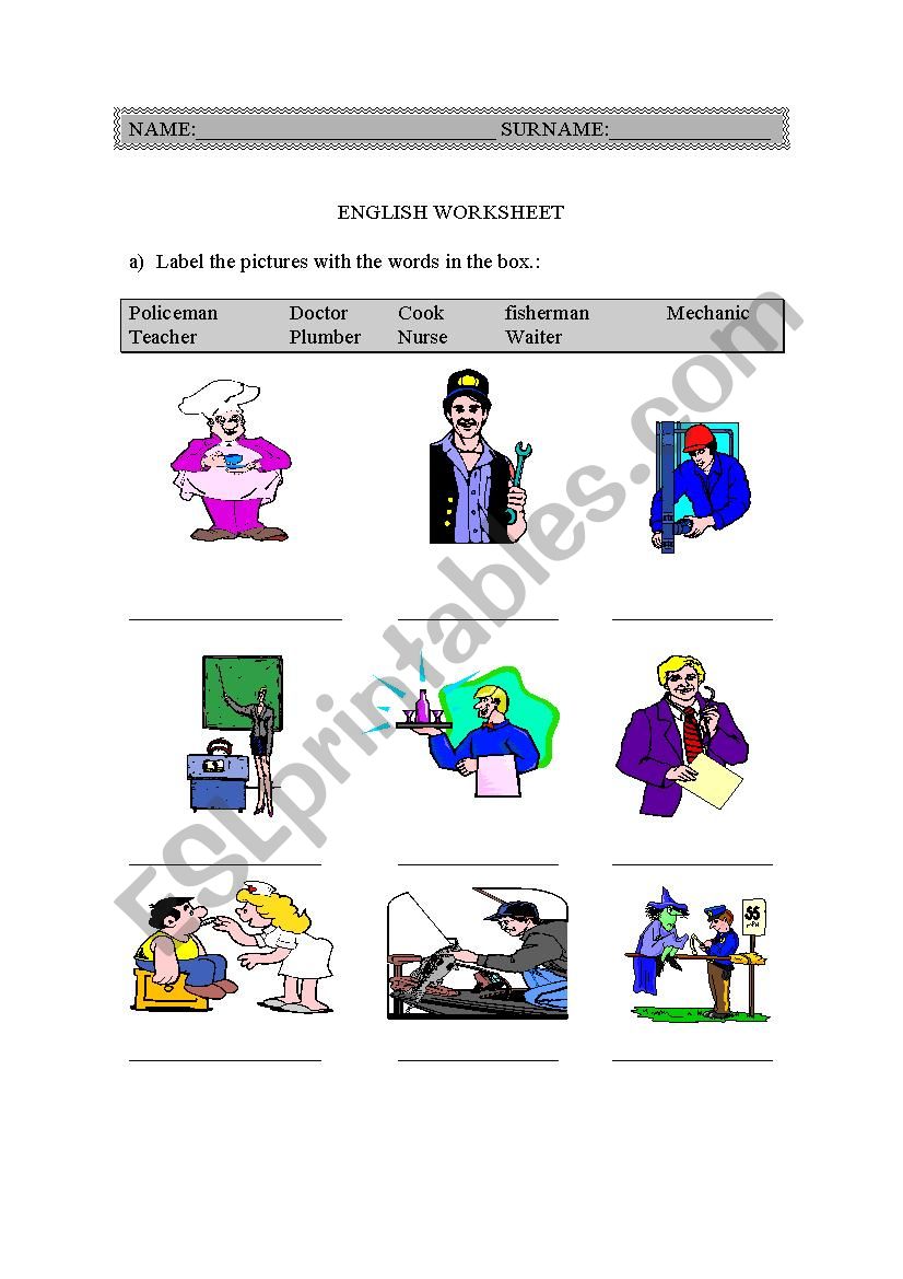 Jobs vocabulary worksheet worksheet