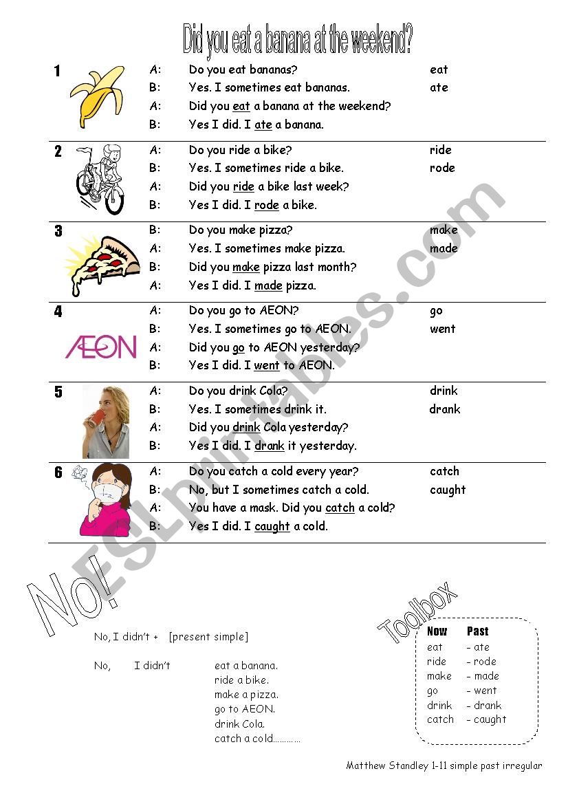 Past_Simple. Did_you_eat_a_banana? Sentence_practice_and_card_game.