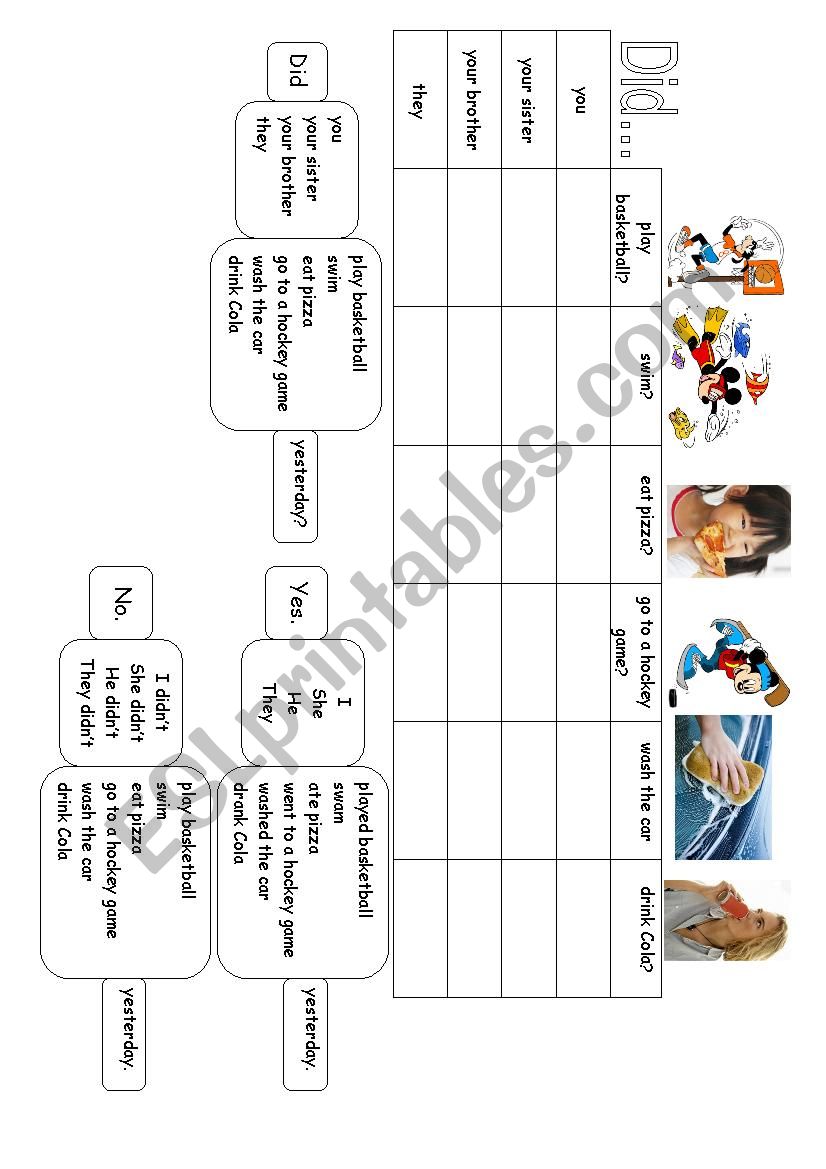 Past_Simple. Did_you_play_basketball? Battleships_style_game_writing_practice