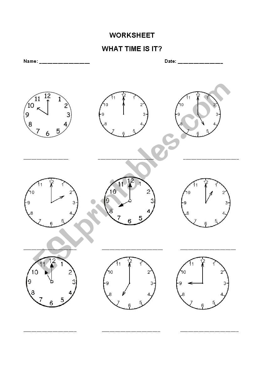 Teach Time worksheet