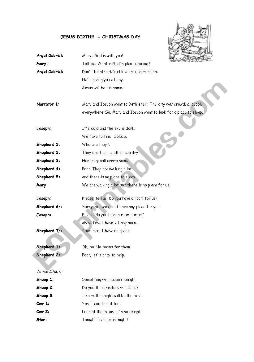 a short play- Christmas worksheet