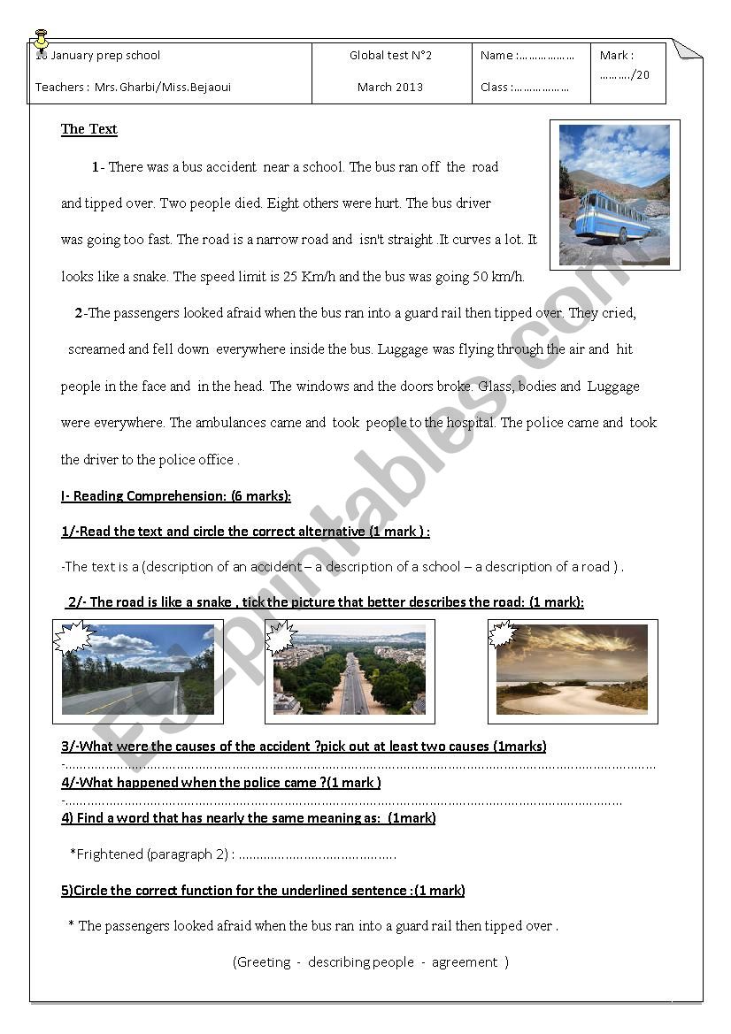 8th form end of term test n2 worksheet