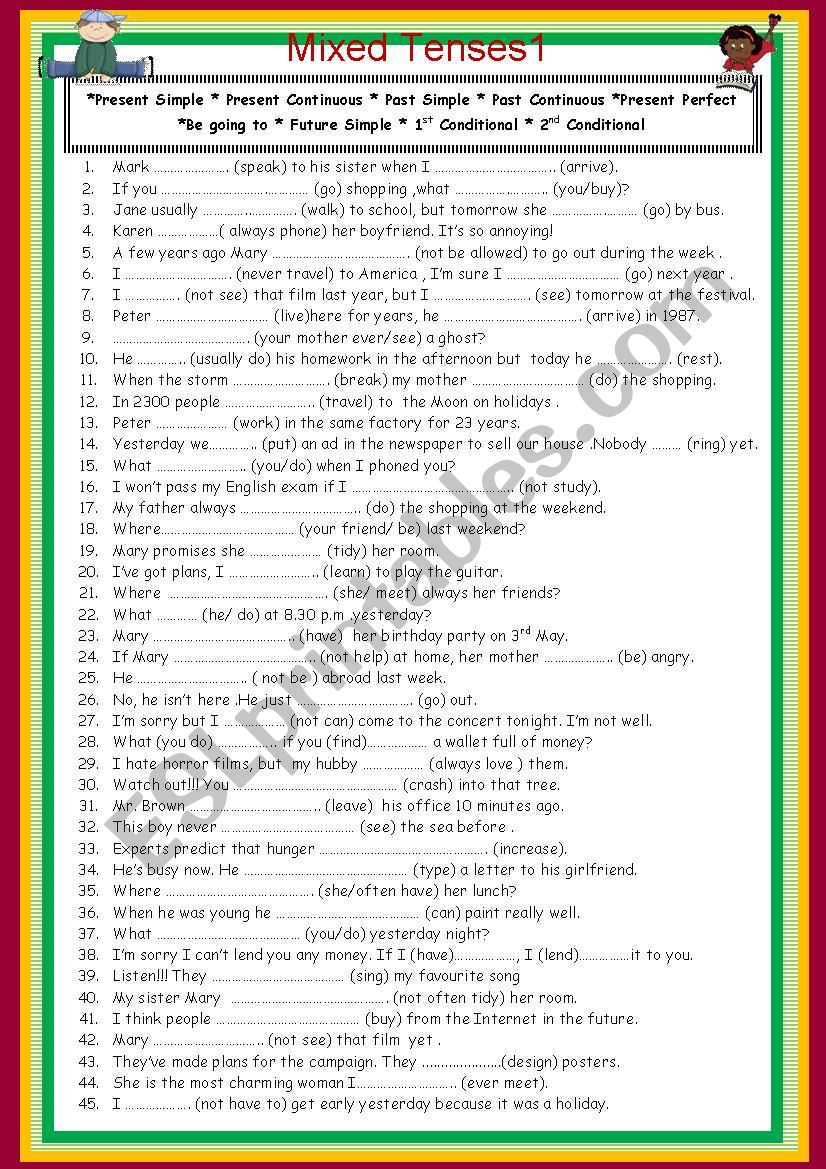 Mixed Tenses 1 worksheet