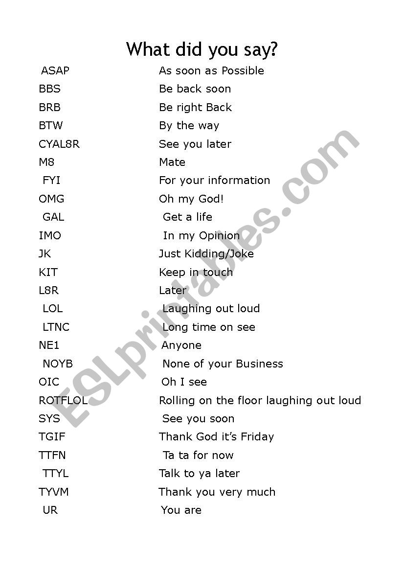 Text Talk Warmer worksheet