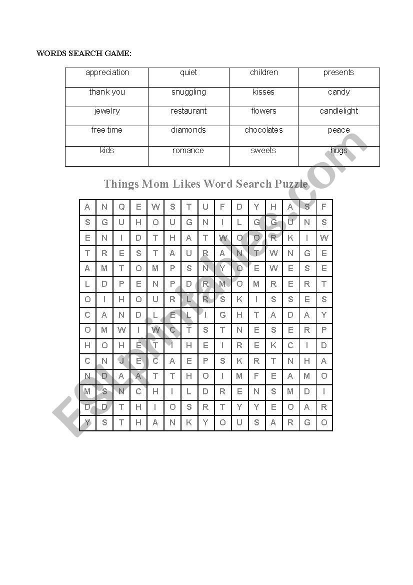 Words Game worksheet