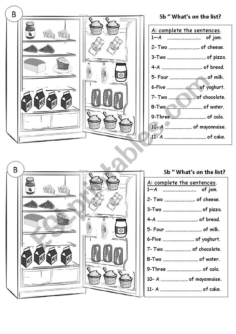 FOOD ANF QUANTIFIERS-LEVEL2 worksheet