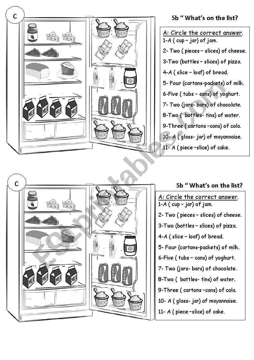 FOOD AND QUANTIFIERS worksheet