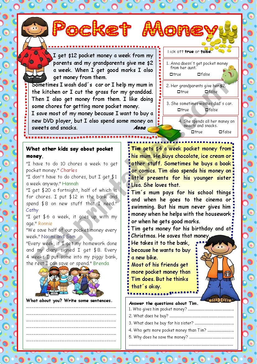 Pocket Money (+KEY) worksheet