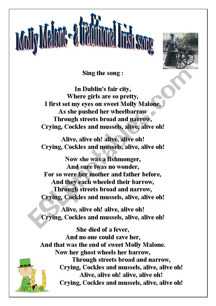 Molly Malone - an Irish song worksheet