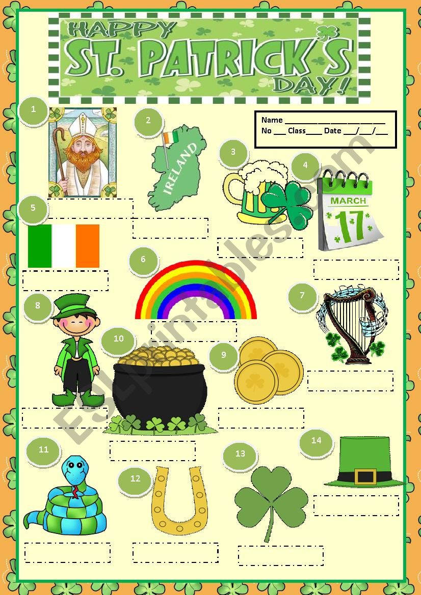 ST. PATRICKS DAY worksheet