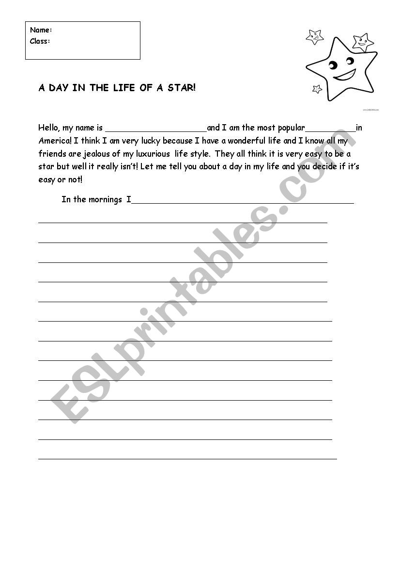 A day in the life of a star worksheet