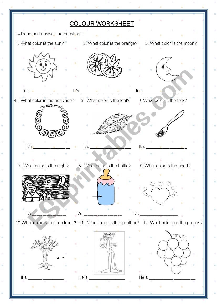 Colour Worksheet worksheet