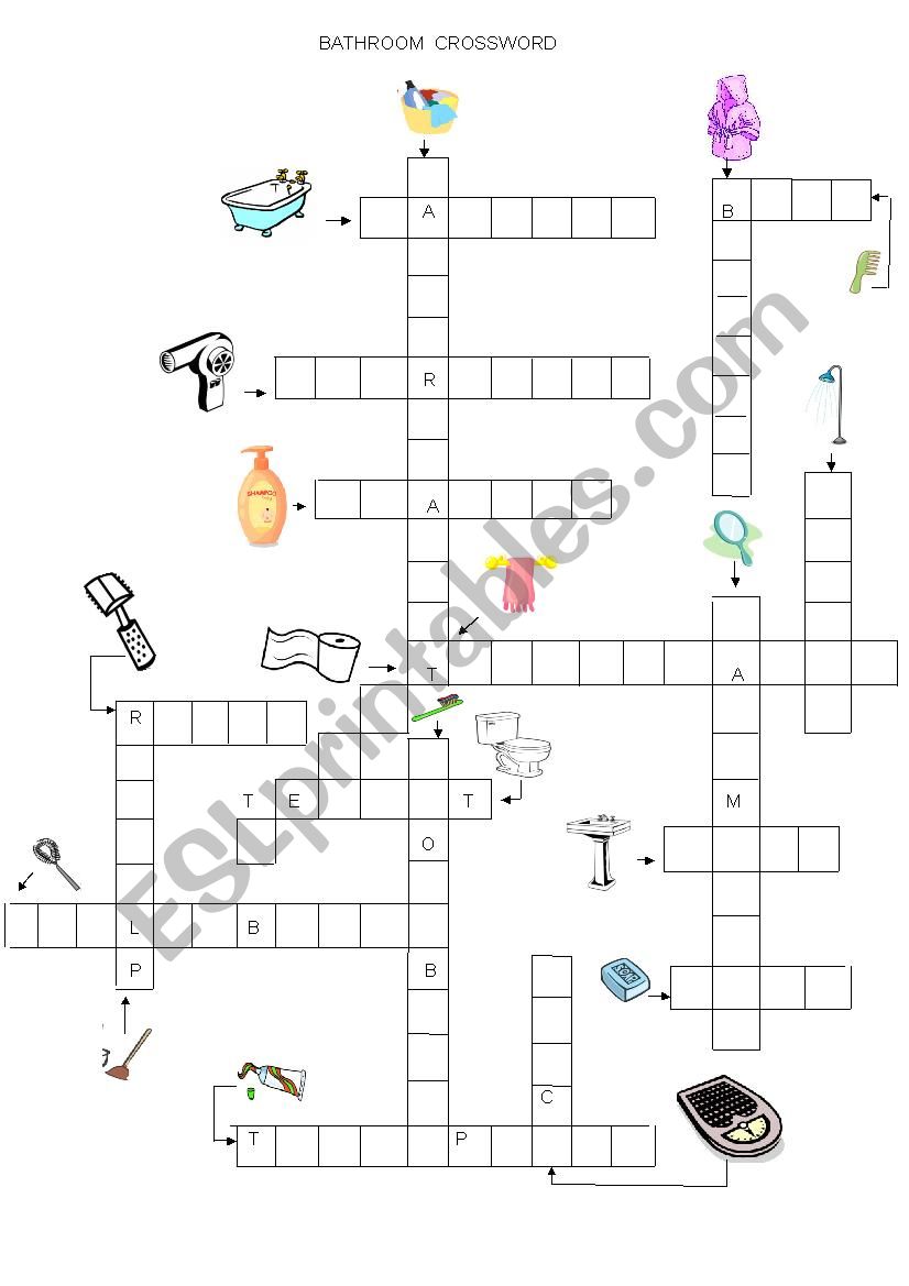 BATHROOM CROSSWORD worksheet