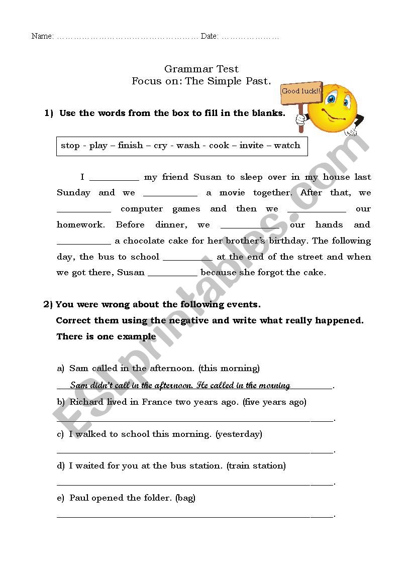 Simple past worksheet