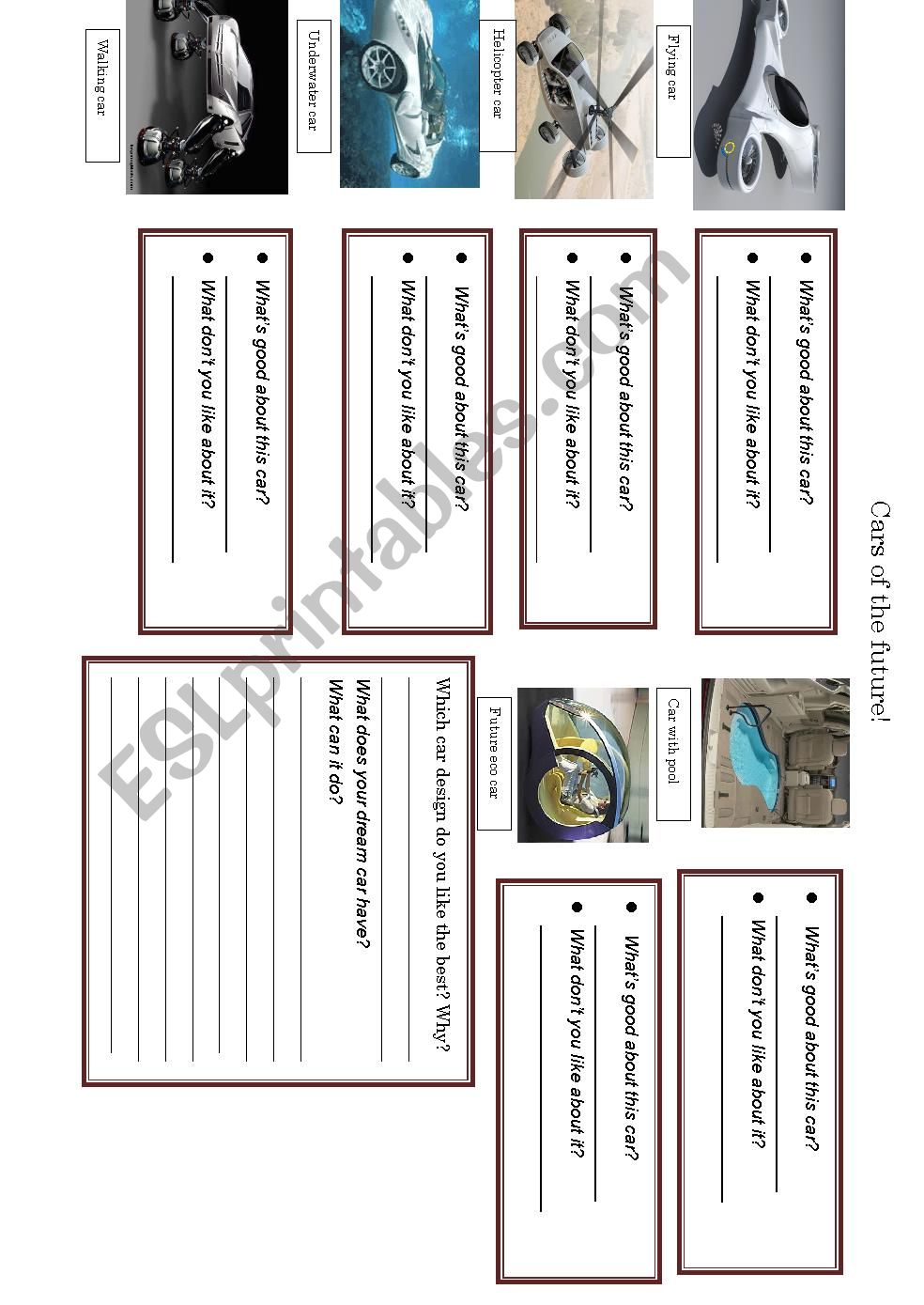 Cars of the future worksheet