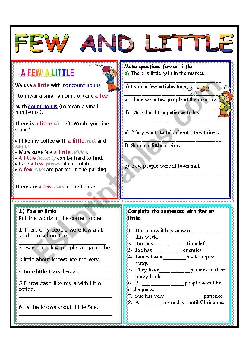 FEW AND LITTLE worksheet