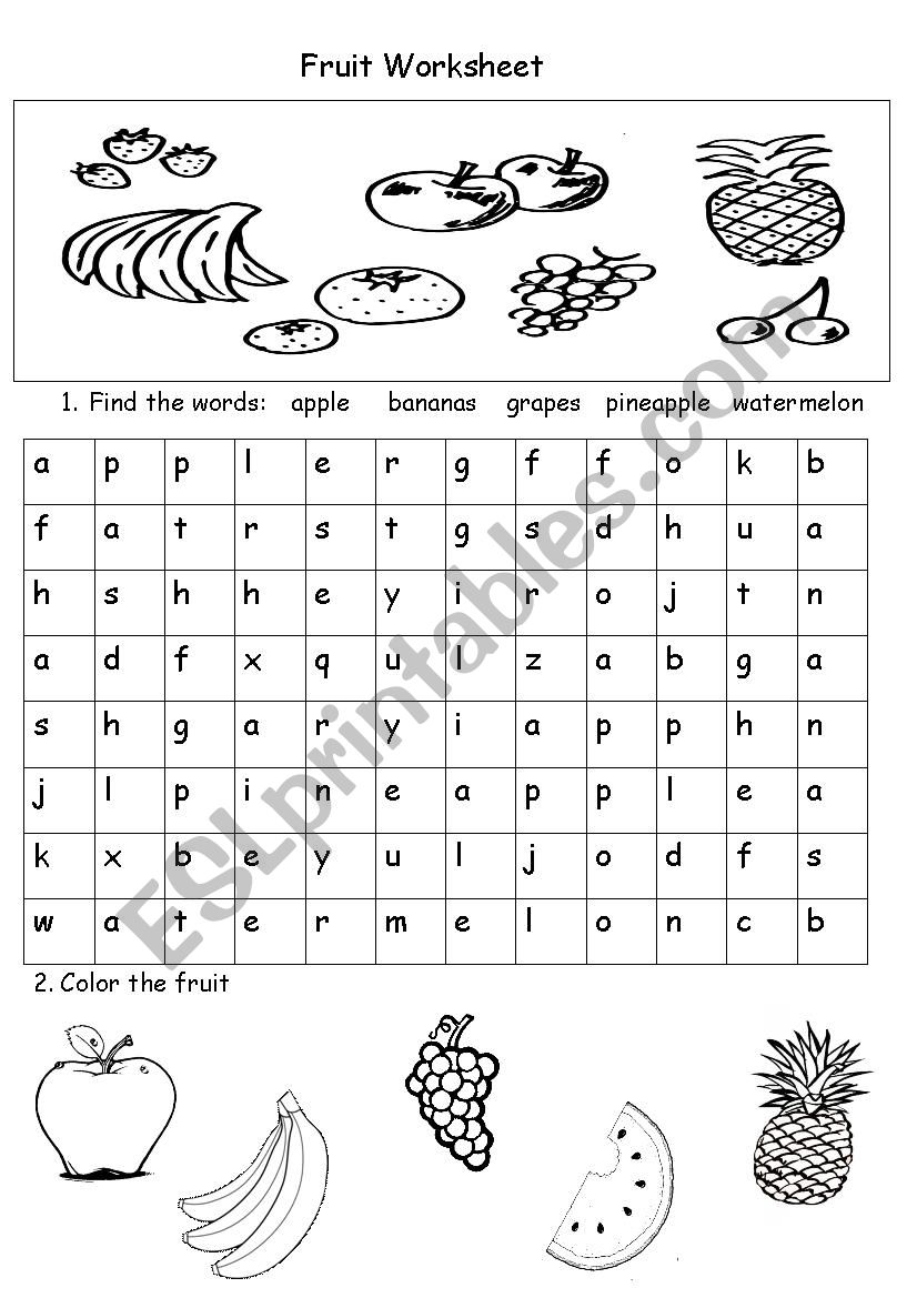 Fruit Worksheet worksheet