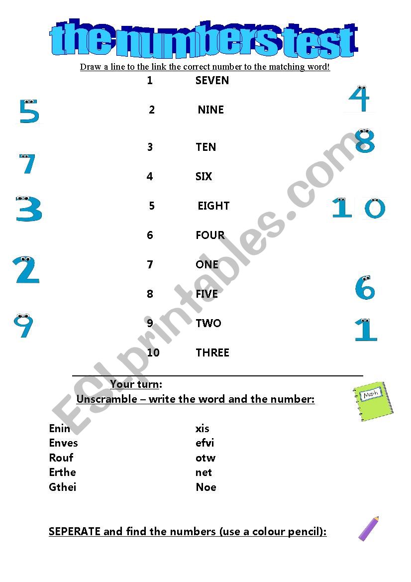 The numbers worksheet