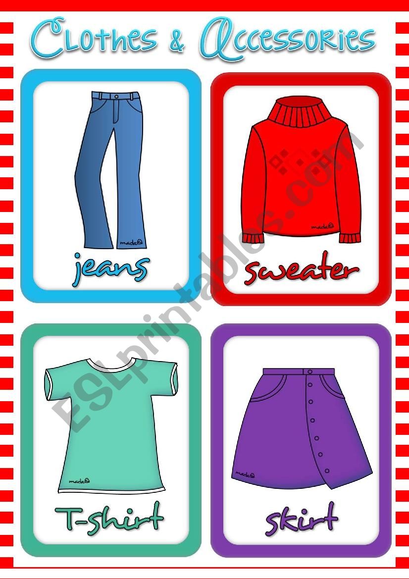 Clothes and accessories - flashcards (1/2)