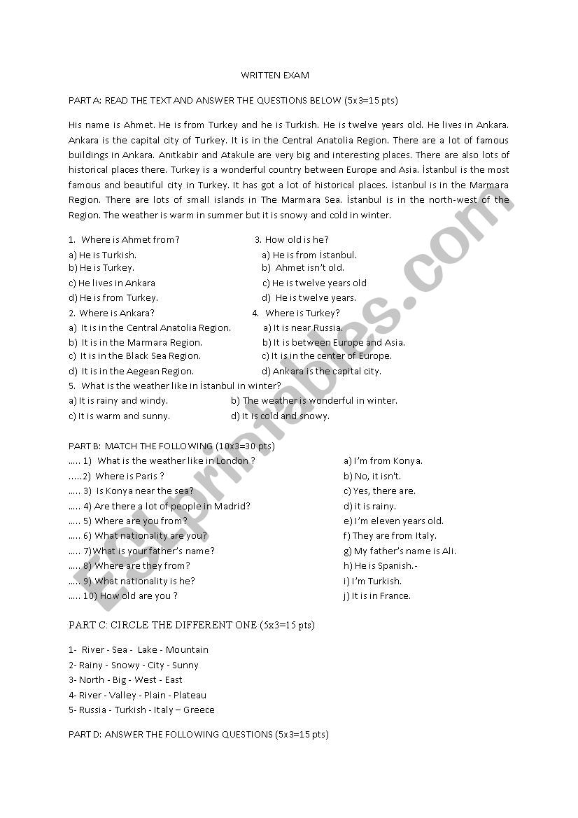 EXAM worksheet