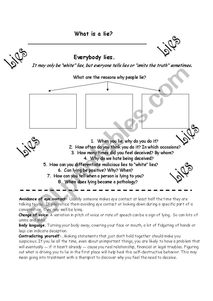 Why do we lie? (Speaking activity)