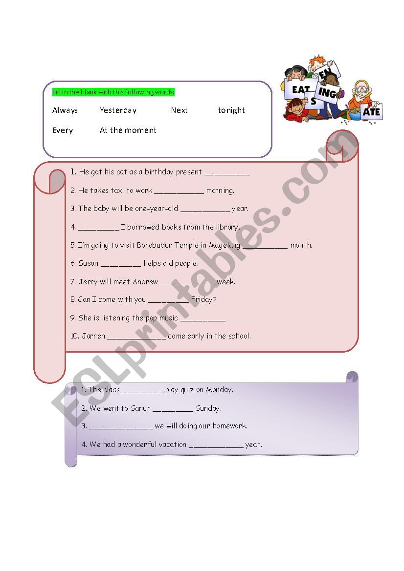 Simple Time Expression worksheet