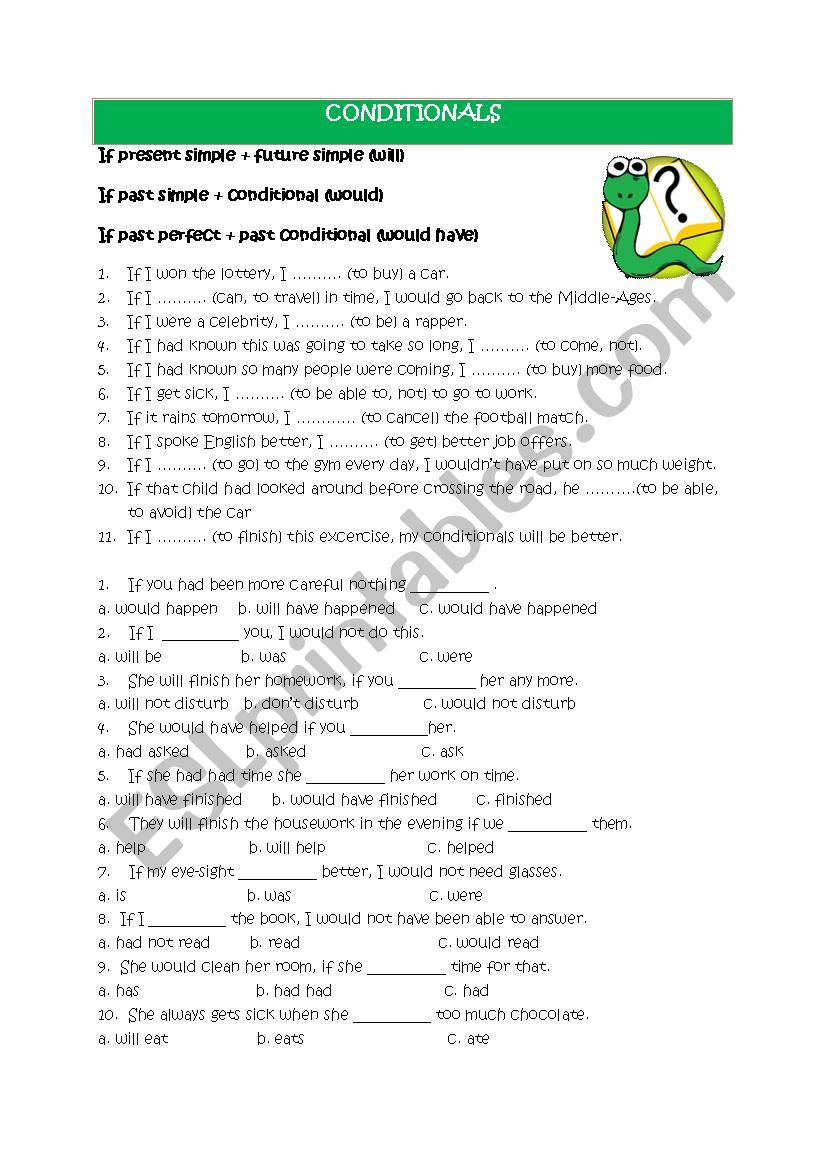 Conditionals worksheet