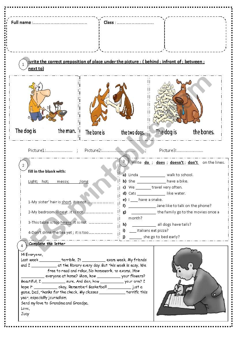 prepositions of place worksheet